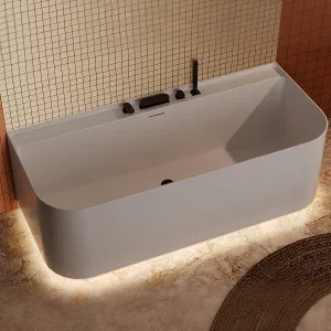 Ванна Атланта 1700 с подиумом и подсветкой, Белый матовый Solid Surface