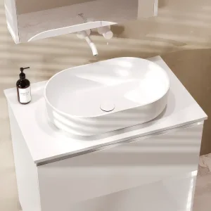 Столешница Luna-Jazz-oval 560 НП 80, белый матовый, Solid Surface