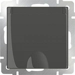 Розетка Серо-коричневый WL07-SKGSC-01-IP44 /Розетка влагозащ. с зазем. с защит. крышкой и шторками (серо-коричневый)