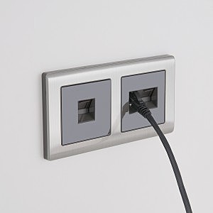 Розетка Серо-коричневый WL07-RJ11+RJ45/ Розетка телефонная RJ-11 и Еthernet RJ-45 (серо-коричневый)