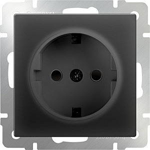 Розетка Черный матовый WL08-SKGS-01-IP44/ Розетка с заземлением и шторками (черный матовый)