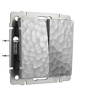 Выключатель Hammer W1222006/ Выключатель двухклавишный проходной (серебряный)