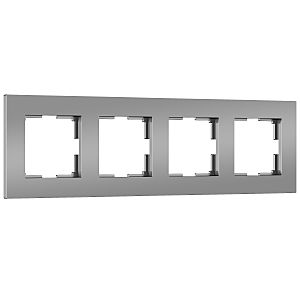 Рамка Slab серебро софт W0042965/ Рамка на 4 поста Slab (серебро софт)