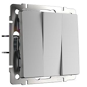 Выключатель Встраиваемые механизмы серебряный матовый W1130065/ Выключатель трехклавишный (серебряный матовый)