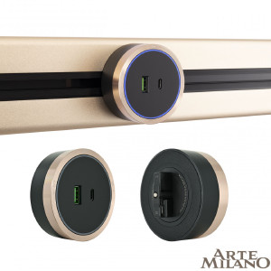 Трековая розетка Am-track-sockets 380066TS LED/USB-Type-C Gold