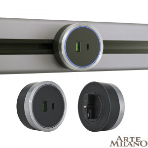 Трековая розетка Am-track-sockets 380066TS LED/USB-Type-C Grey