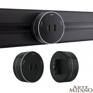 Трековая розетка Am-track-sockets 380011TS/USBx2 Black