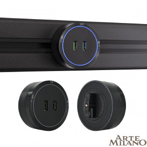 Трековая розетка Am-track-sockets 380066TS LED/USBx2 Black