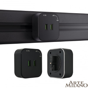 Трековая розетка Am-track-sockets 380022TS/USBx2 Black