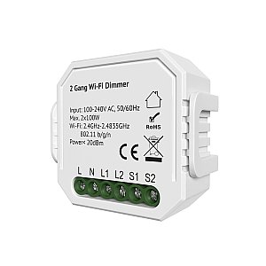 Двухканальное Wi-Fi реле-диммер Denkirs RL1004-DM/1
