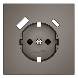 Накладка для розетки с заземлением и защитными шторками, с USB A+C, S70 (капучино)