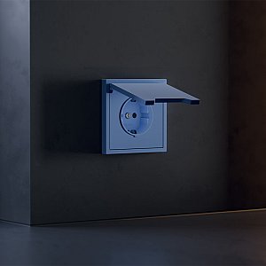 Накладка для розетки с заземлением, защитными шторками и крышкой, S70 (деним)
