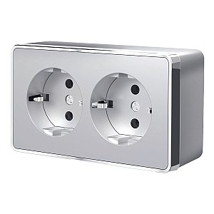 Розетка Werkel W5072106/ Розетка двойная с заземлением Gallant (серебряный)