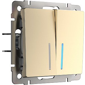Выключатель Werkel W1120111/ Выключатель двухклавишный с подсветкой (шампань)