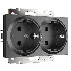 Розетка Werkel W1172004/ Розетка двойная с заземлением (графит рифленый)