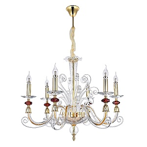 Подвесная люстра Crystal Lux CATARINA SP6 GOLD/TRANSPARENT-COGNAC