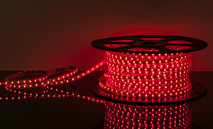 LED лента Лента 220V Лента светодиодная 220V 14,4W 60Led 5050 IP65 красный, 50 м (LSTR003 220V 14,4W IP65)